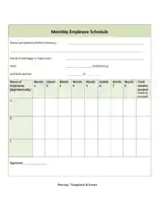 Free Download PDF Books, Monthly Employee Schedule Template