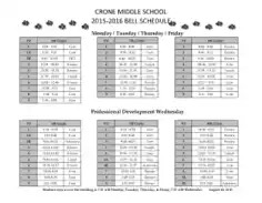 Crone Bell School Schedule Template