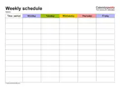 Free Download PDF Books, School Weekly Schedule Template
