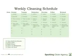 Weekly Cleaning Schedule Template