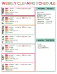 Weekly Cleaning Task Schedule Template