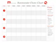 Free Download PDF Books, Weekly Roommate Chore Chart Schedule Template