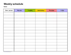 Free Download PDF Books, Weekly Schedule Template