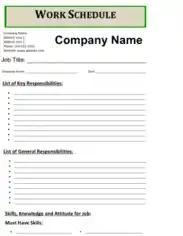 Free Download PDF Books, Company Work Schedule Template