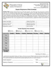 Free Download PDF Books, Student Employment Work Schedule Template