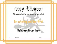Free Download PDF Books, Happy Halloween Award Certificate Template