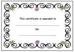 Free Download PDF Books, Kids Award Certificate Black Borders and Flowers Template