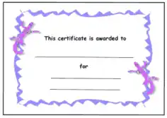 Free Download PDF Books, Kids Award Certificate Pruple Lizards Template