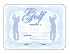 Blue Golf Award Certificate Template