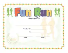 Free Download PDF Books, Fun Run Award Certificate Template