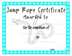 Free Download PDF Books, Jump Rope Certificate Award Template