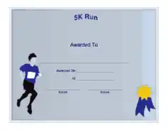 Male 5k Run Award Certificate Template