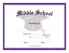 Free Download PDF Books, Middle School Award Certificate Template