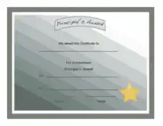Principal Award Certificate Template