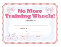 Training Wheels Award Certificate Template