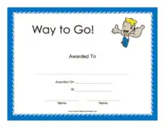 Free Download PDF Books, Way To Go Award Certificate Template
