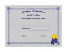Board President Certificate Achievement Template