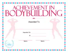 Free Download PDF Books, Bodybuilding Certificate Achievement Template