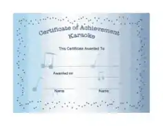 Free Download PDF Books, Karaoke Certificate Achievement Template
