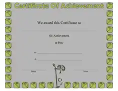 Free Download PDF Books, Polo Certificate Achievement Template