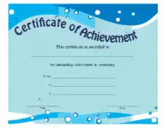 Free Download PDF Books, Swimming Certificate Achievement Template
