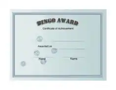 Bingo Award Certificate Template