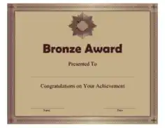 Free Download PDF Books, Bronze Award Certificate Template