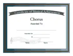 Free Download PDF Books, Chorus Award Certificate Template
