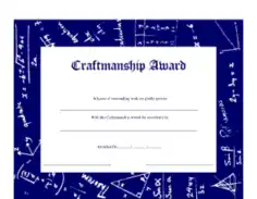 Craftsmanship Award Certificate Template