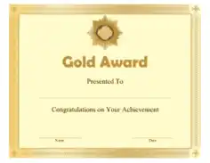 Free Download PDF Books, Gold Award Certificate Template
