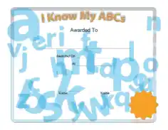 Free Download PDF Books, I Know My Abcs Award Certificate Template