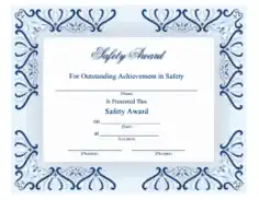 Free Download PDF Books, Safety Award Certificate Template