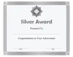 Free Download PDF Books, Silver Award Certificate Template