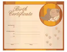 Free Download PDF Books, Birth Certificate Kitten Template