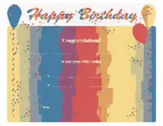 Free Download PDF Books, Happy Birthday Colorful Certificate Template