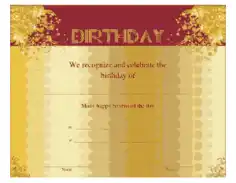 Sample Birthday Certificate Template