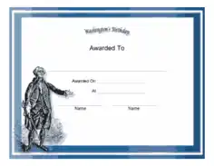 Free Download PDF Books, Washington Birthday Holiday Certificate Template