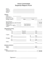 Area Committee Expense Report Form Template
