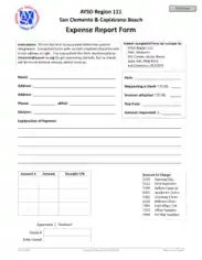AYSO Expense Report Form Template