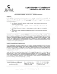 Consignment Agreement For Artistic Works Template