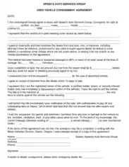 Used Vehicle Consignment Agreement Contract Template
