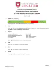 Estates Project Manager Report Template