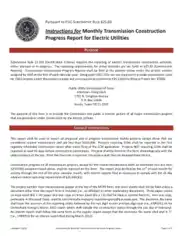 Monthly Transmission Construction Progress Report For Electric Utilities Template