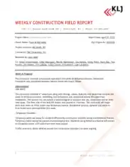 Free Download PDF Books, Weekly Construction Field Report Template