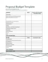 Budget Proposal Free Sample Template
