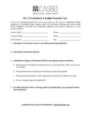 Legisative Agency Budget Proposal Form Template