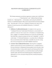 Business Negotiations Confidentiality Agreement Template