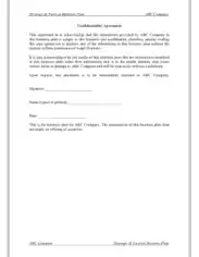 Business Plan Confidentiality Agreement Sample Template