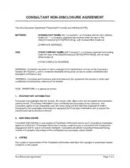 Consultant COnfidentiality and Non Disclosure Agreement Template
