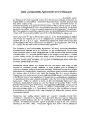 Research Data Confidentiality Agreement Template